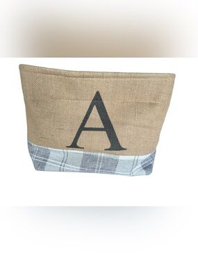 Monogram A Burlap Storage Basket